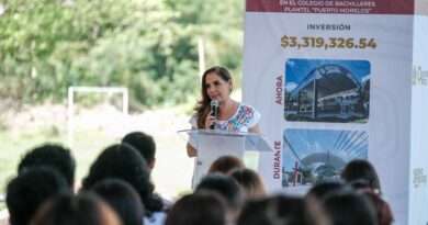Inauguran Mara Lezama y Blanca Merari nuevo domo en el Colegio de Bachilleres de Puerto Morelos